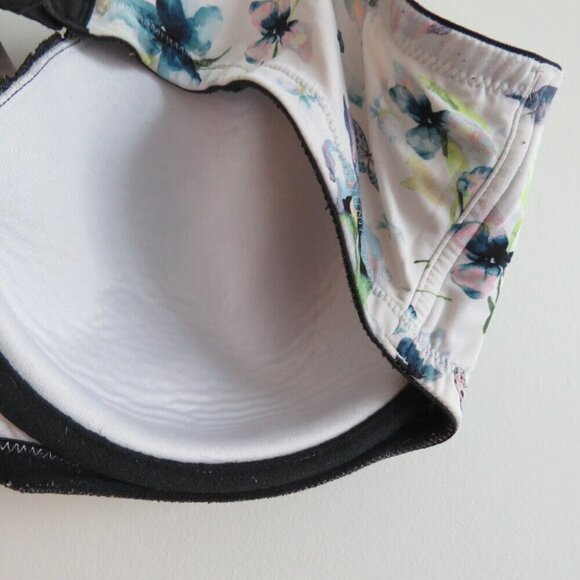 CACIQUE Butterflies and Blooms Lace Padded Bra Navy Blue White - Size 44DDD - Picture 13 of 14